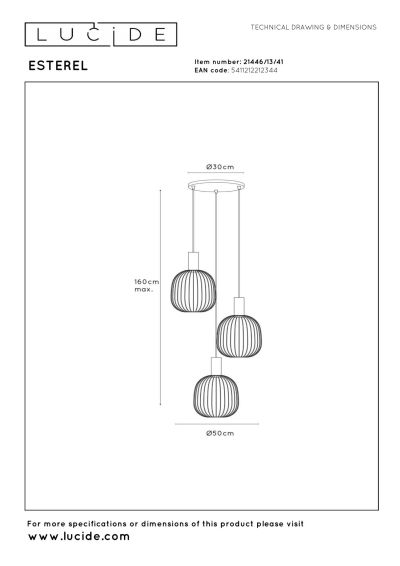 Lucide ESTEREL - Pendant light - 3xGU10 (MR11) - Taupe